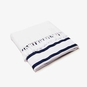 PIOMBO White and Navy Striped Bath Towel NWT